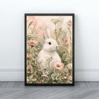 Rabbit Wall Art | Wildflower Meadow Nature Canvas Print