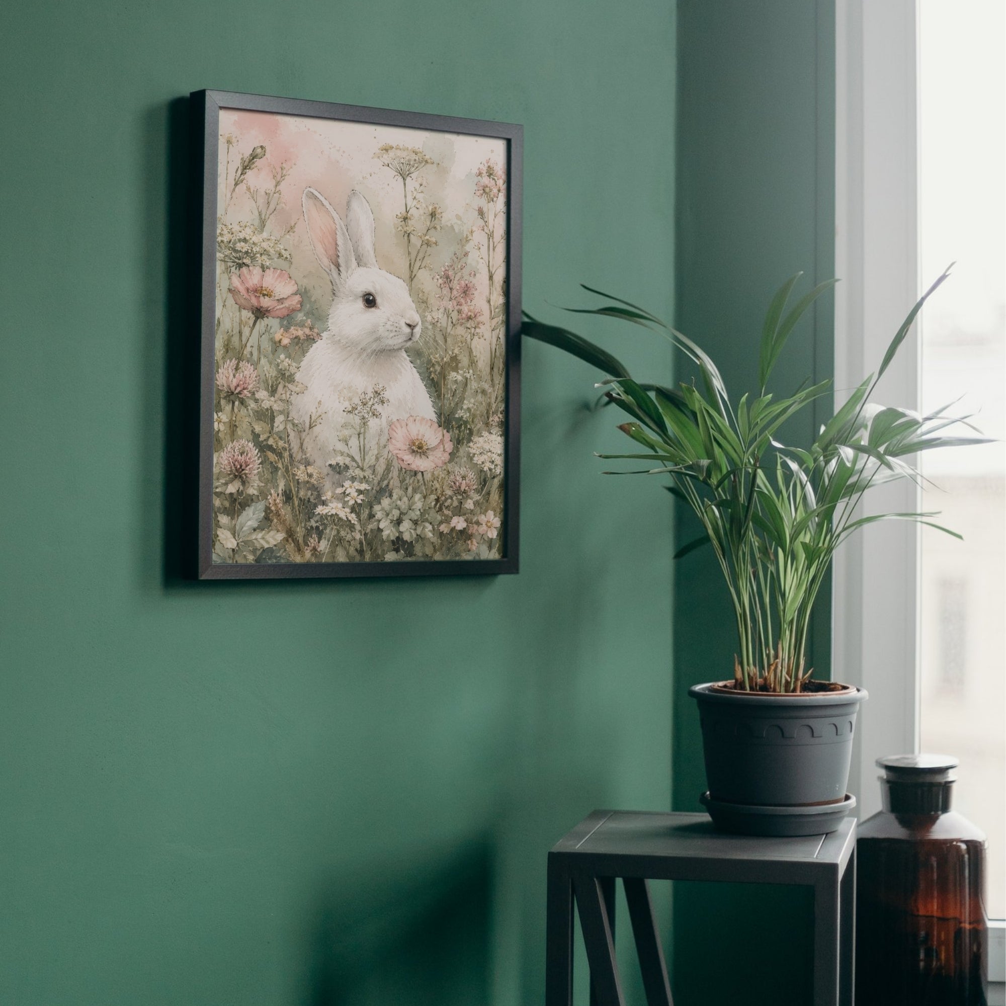 Rabbit Wall Art | Wildflower Meadow Nature Canvas Print