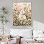 Rabbit Wall Art | Wildflower Meadow Nature Canvas Print