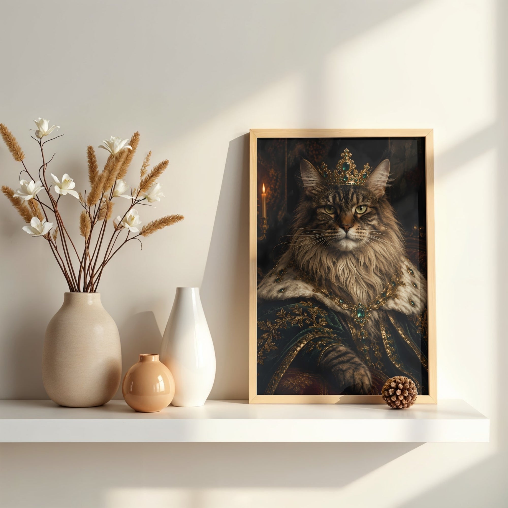 Royal Cat Wall Art | Vintage Pet Portrait Canvas Print