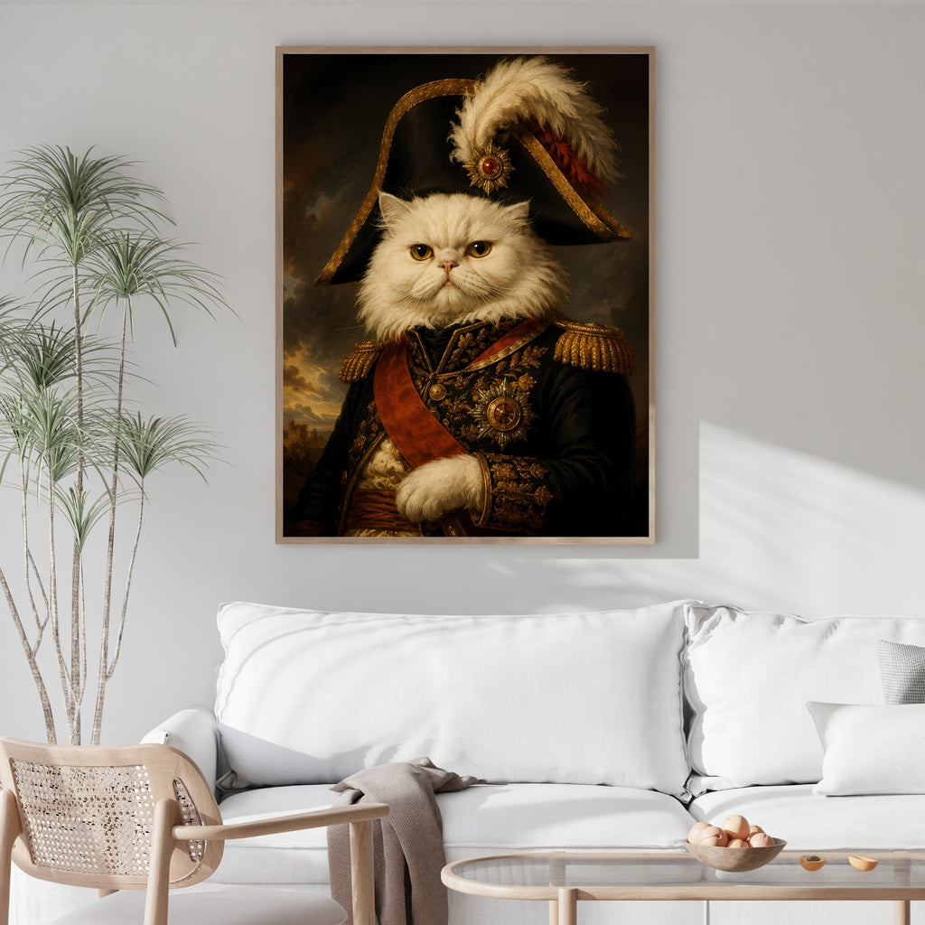 Military Cat Wall Art | Royal Pet Portrait Canvas Print