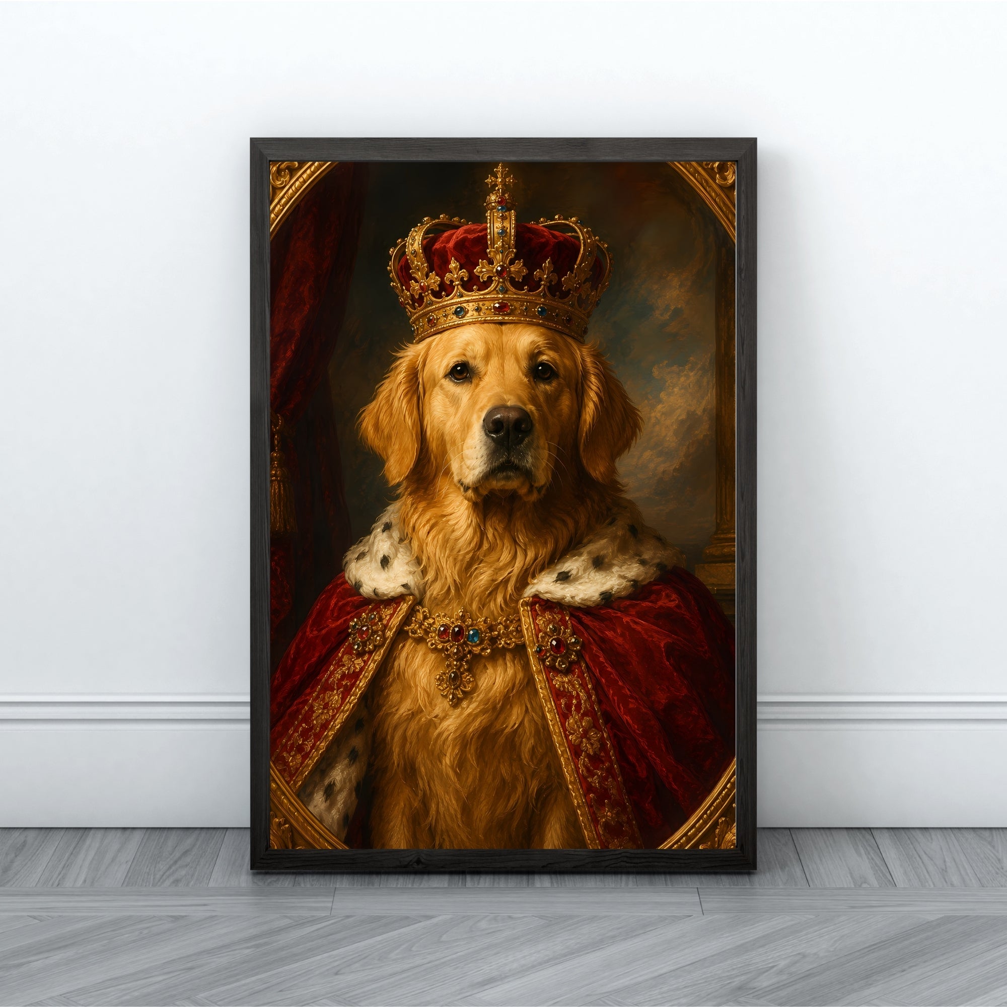 Royal Dog Wall Art | Baroque Pet Portrait Canvas Print