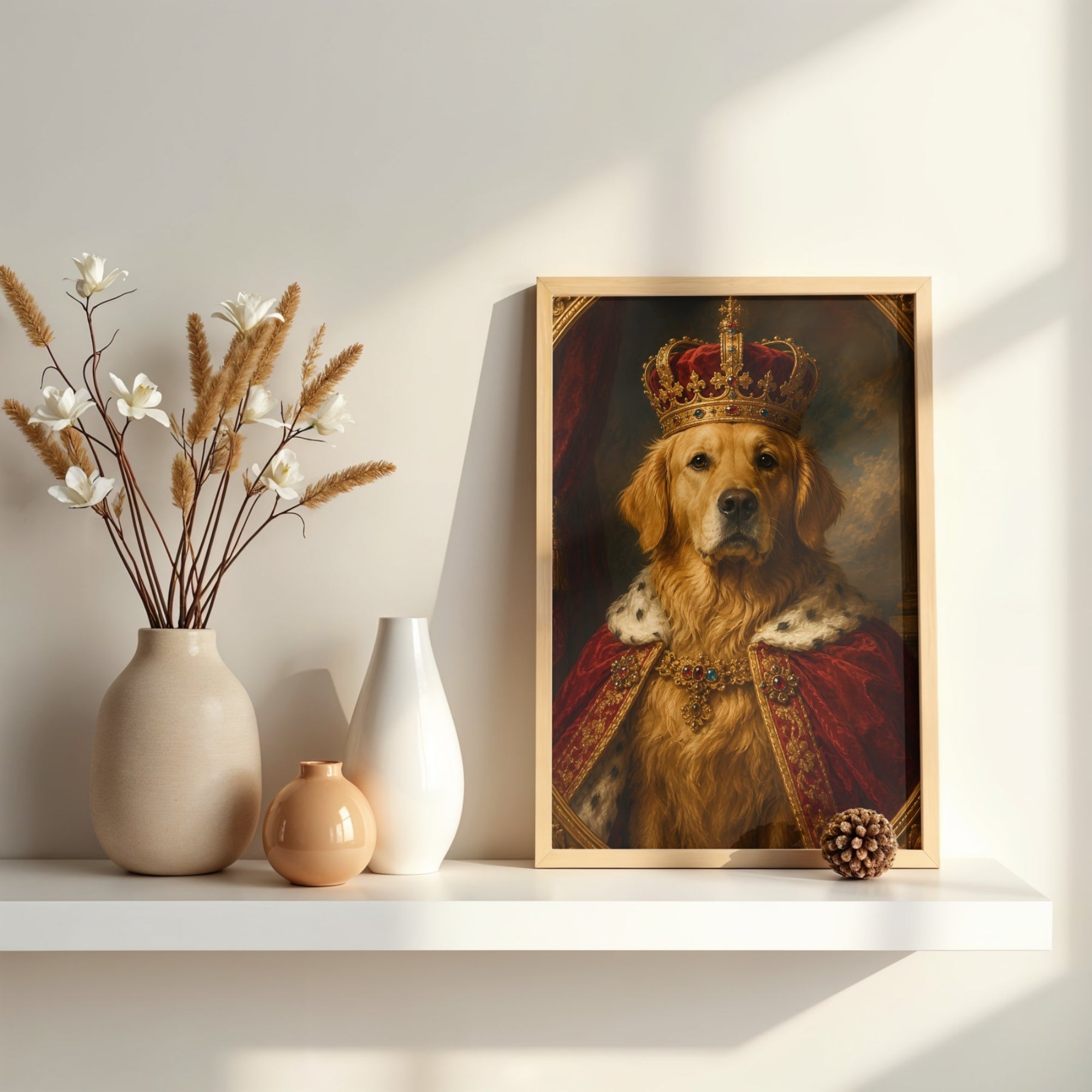 Royal Dog Wall Art | Baroque Pet Portrait Canvas Print