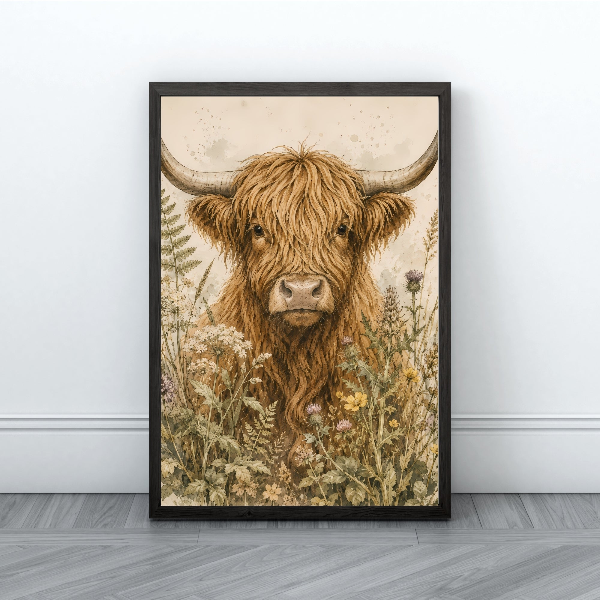 Highland Cow Wall Art | Rustic Farmhouse Canvas Print