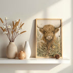 Highland Cow Wall Art | Rustic Farmhouse Canvas Print