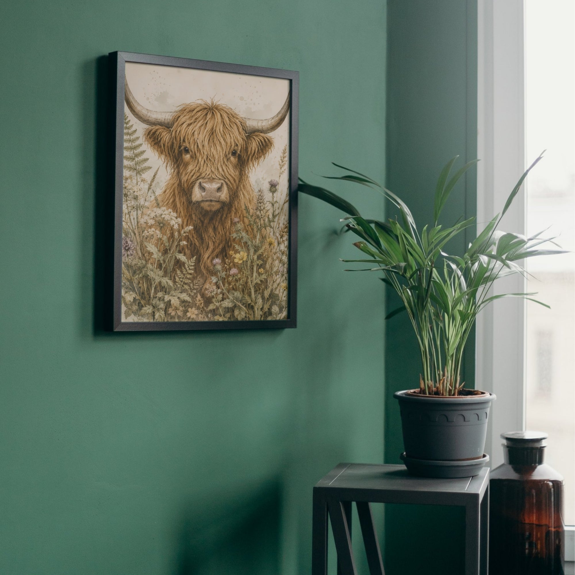 Highland Cow Wall Art | Rustic Farmhouse Canvas Print