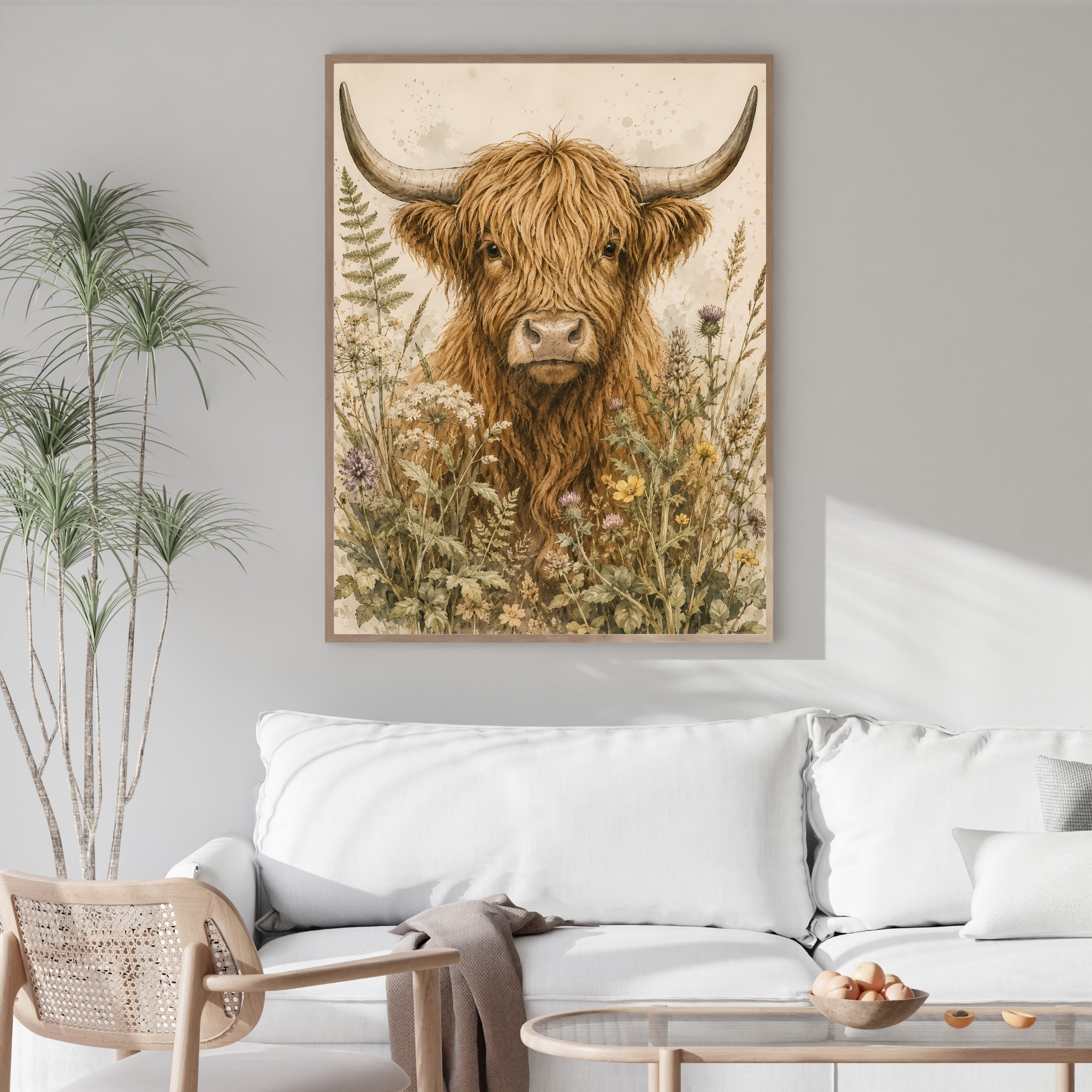 Highland Cow Wall Art | Rustic Farmhouse Canvas Print
