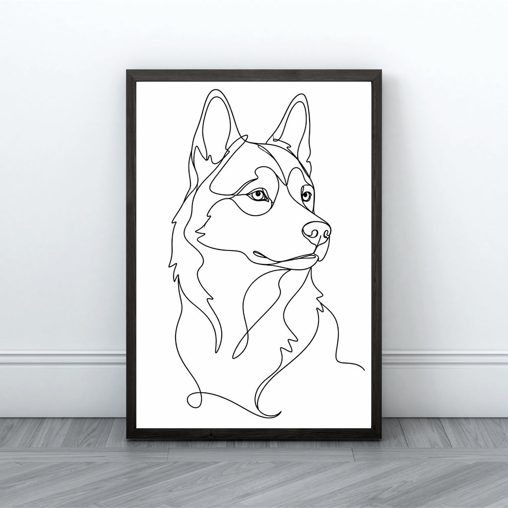 Husky Wall Art | Minimalist Line Art Dog Print