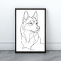 Husky Wall Art | Minimalist Line Art Dog Print