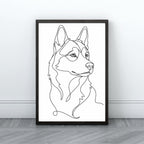 Husky Wall Art | Minimalist Line Art Dog Print
