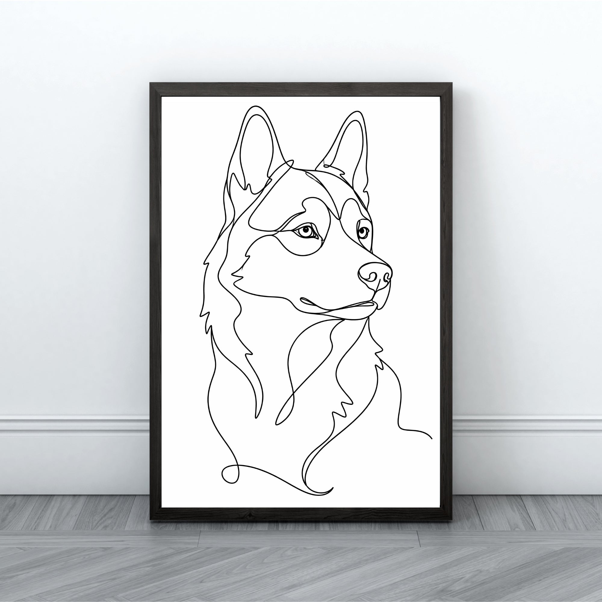Husky Wall Art | Minimalist Line Art Dog Print