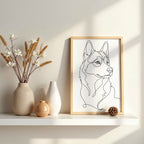 Husky Wall Art | Minimalist Line Art Dog Print
