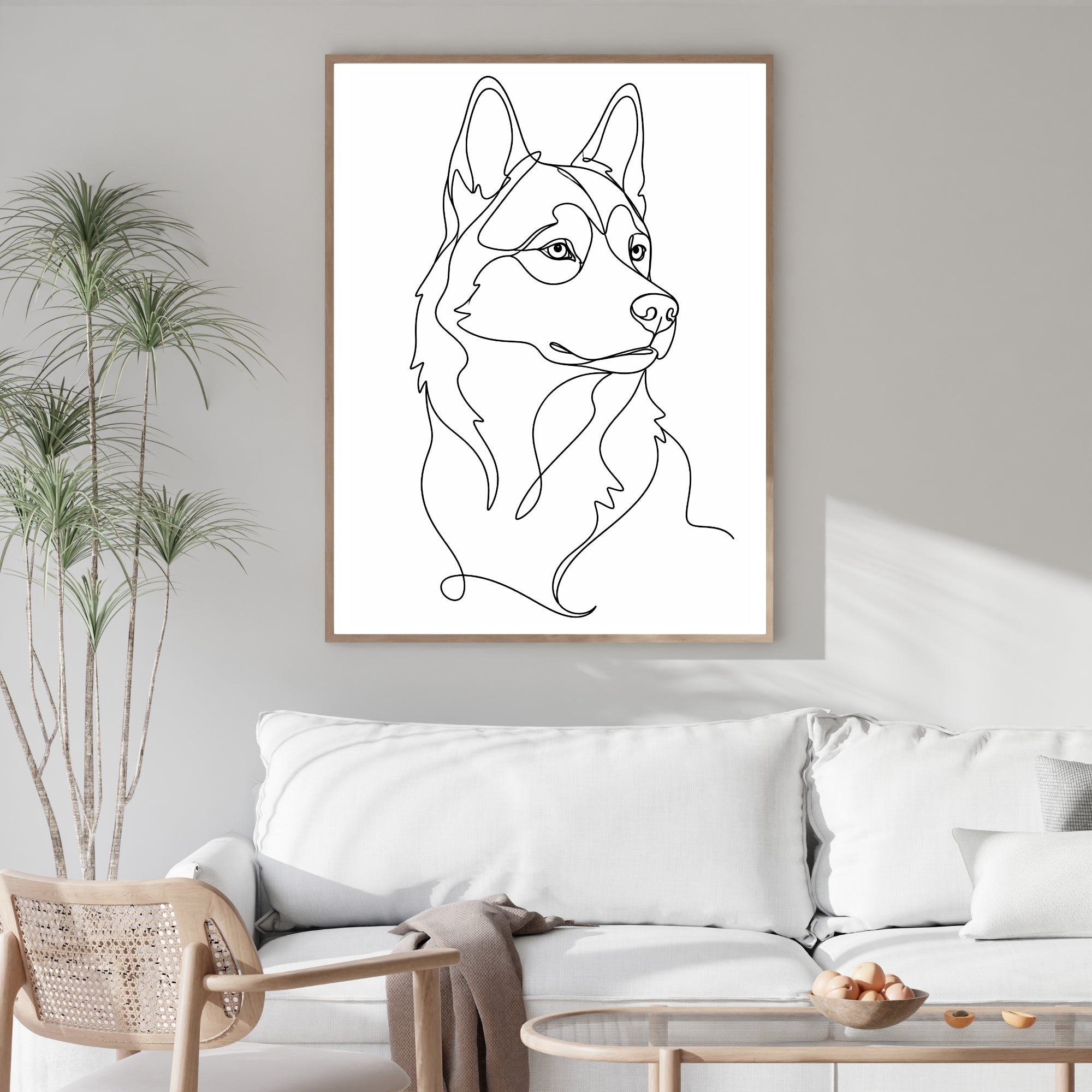 Husky Wall Art | Minimalist Line Art Dog Print