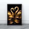 Swan Wall Art | Romantic Gold Bird Canvas Print