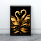 Swan Wall Art | Romantic Gold Bird Canvas Print