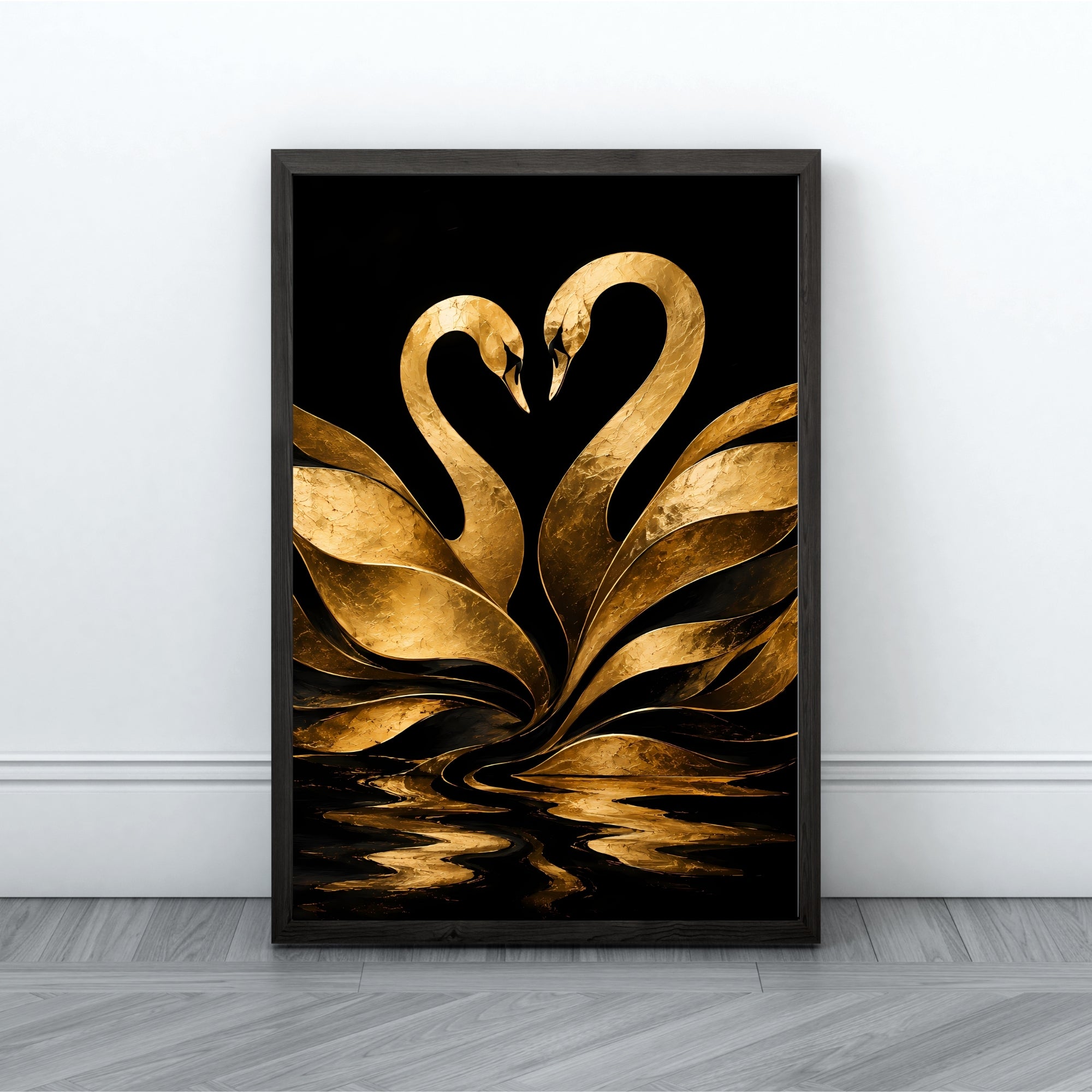 Swan Wall Art | Romantic Gold Bird Canvas Print