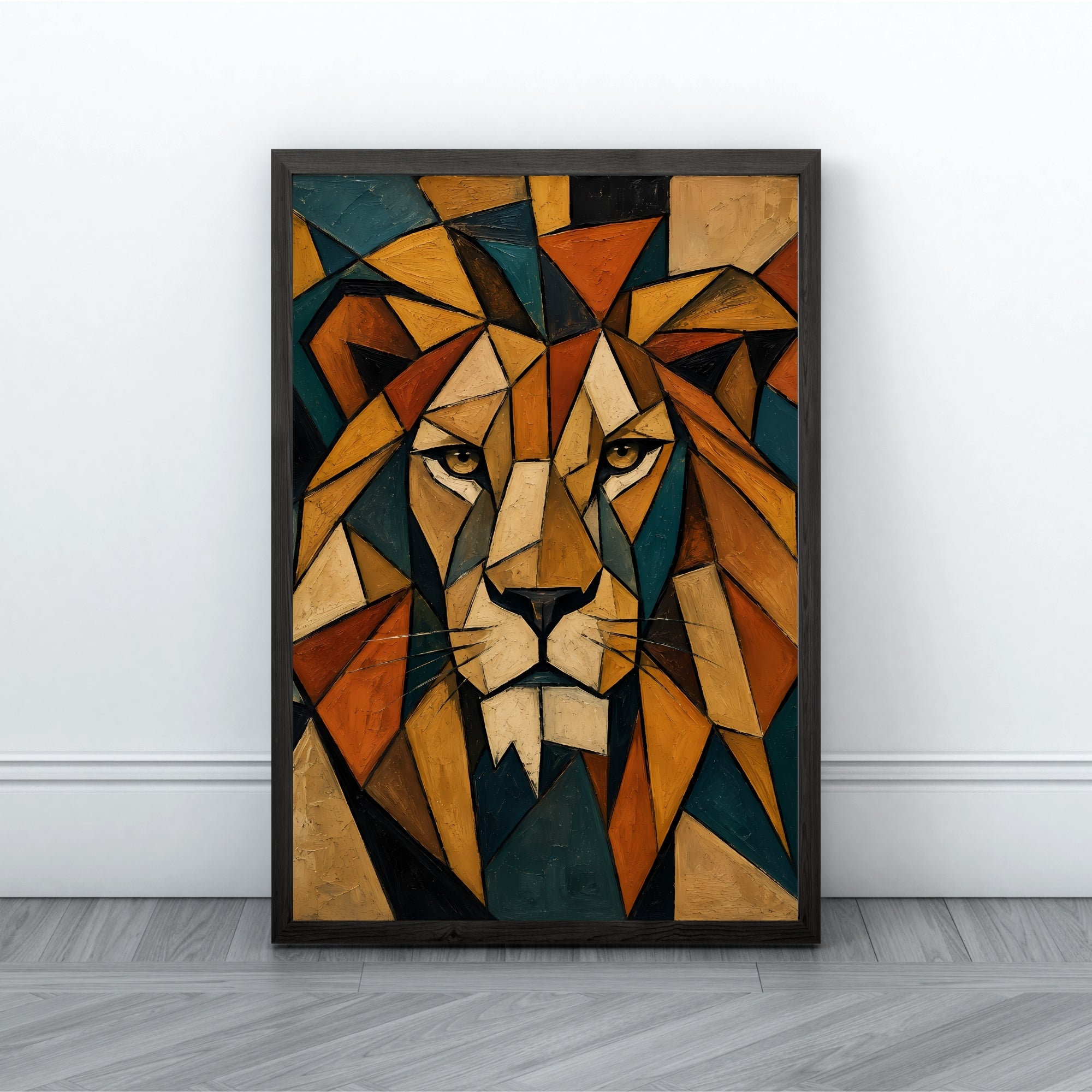 Lion Wall Art | Geometric Cubist Canvas Print