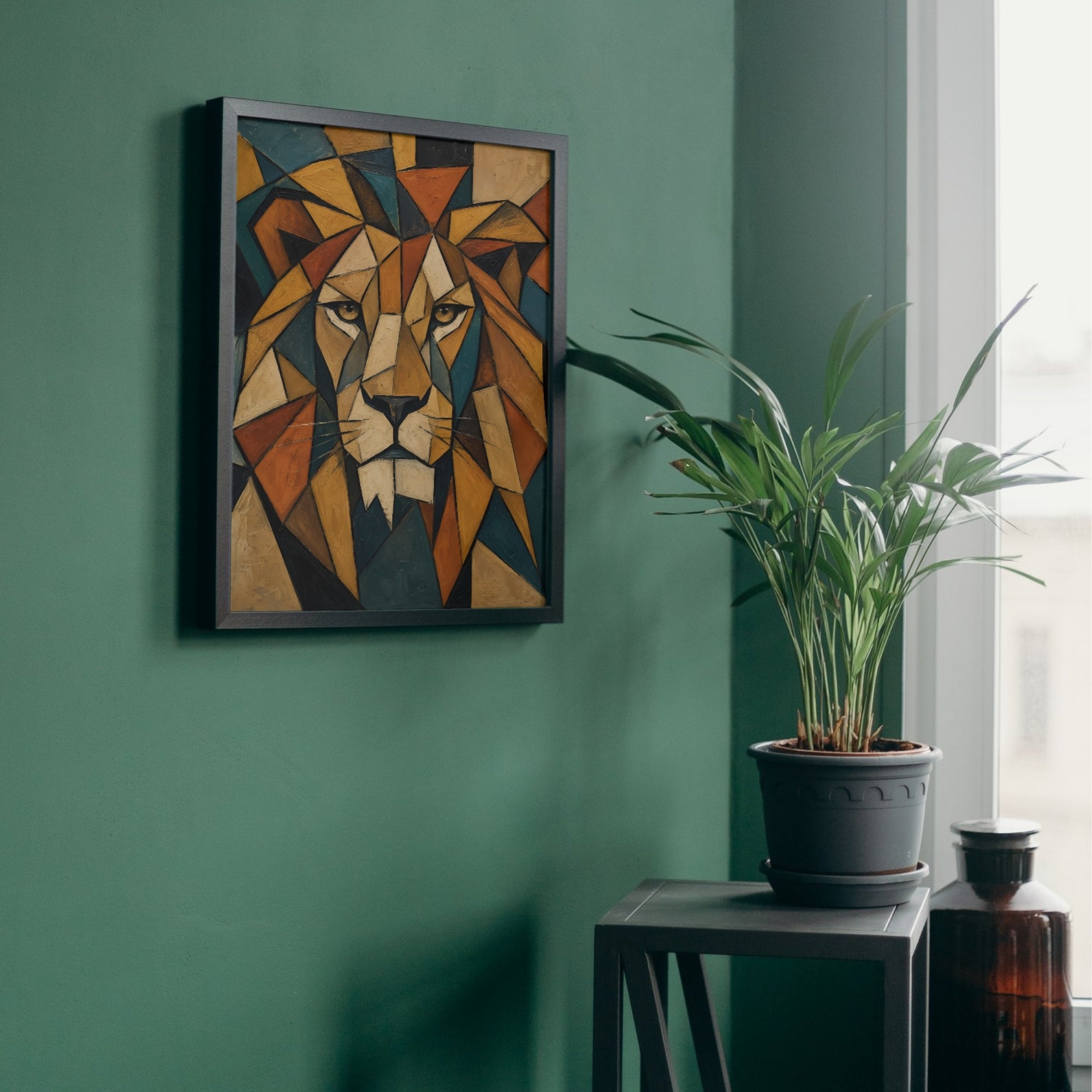 Lion Wall Art | Geometric Cubist Canvas Print
