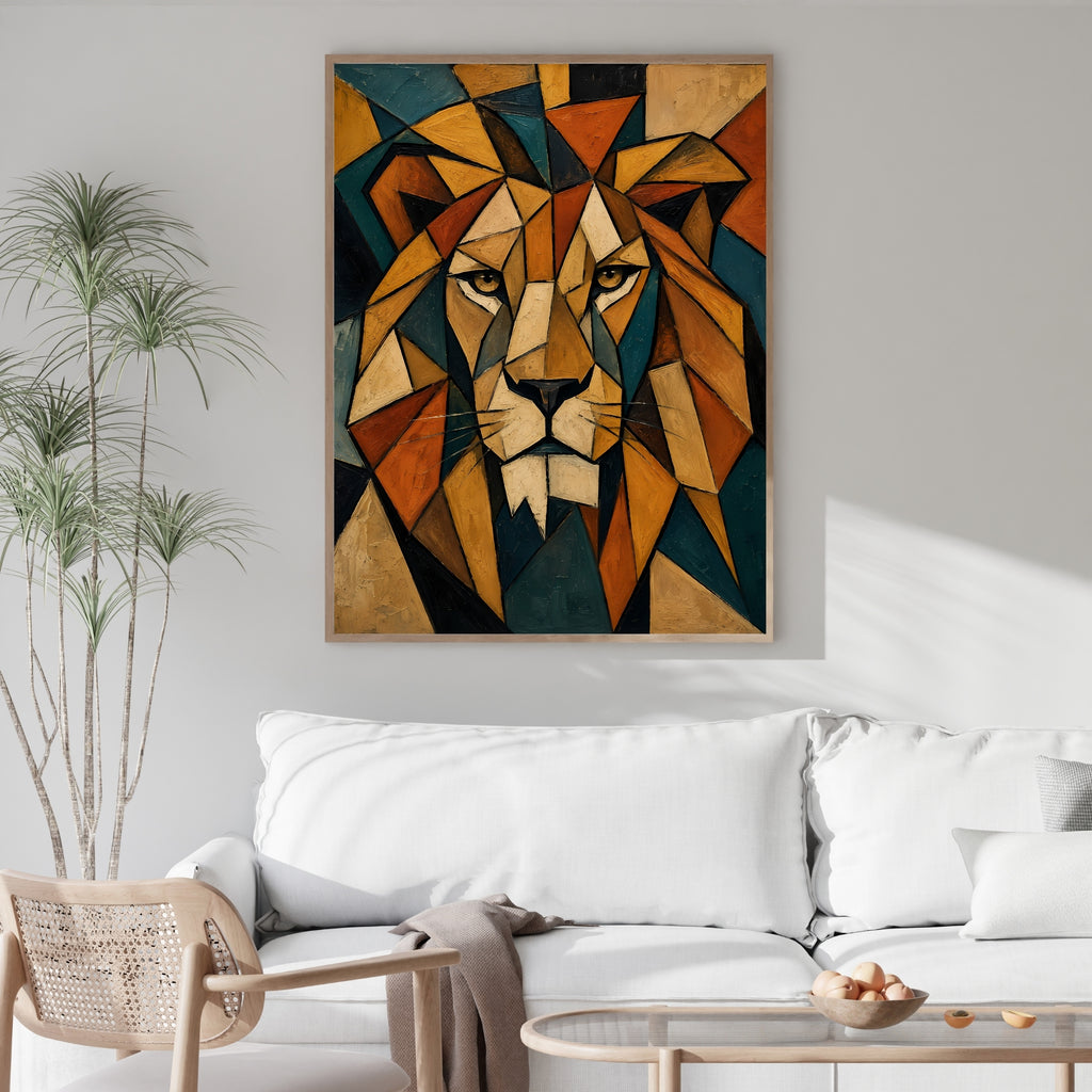 Lion Wall Art | Geometric Cubist Canvas Print