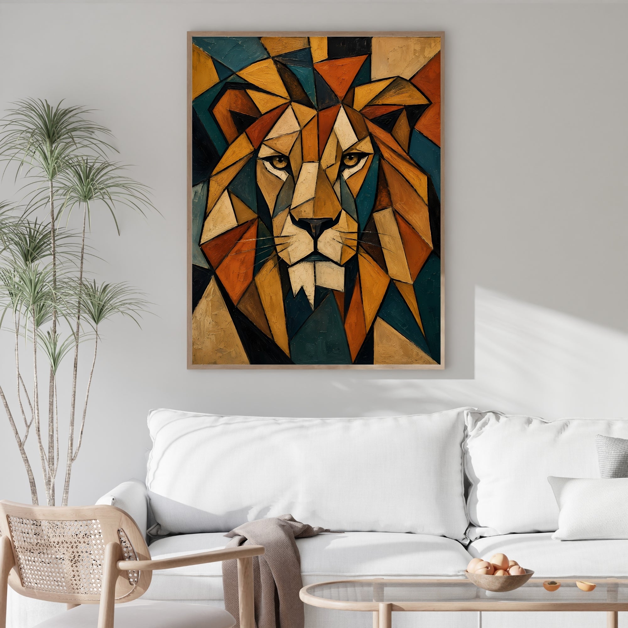 Lion Wall Art | Geometric Cubist Canvas Print