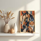 Horse & Fox Wall Art | Modern Geometric Animal Canvas Print