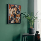 Horse & Fox Wall Art | Modern Geometric Animal Canvas Print