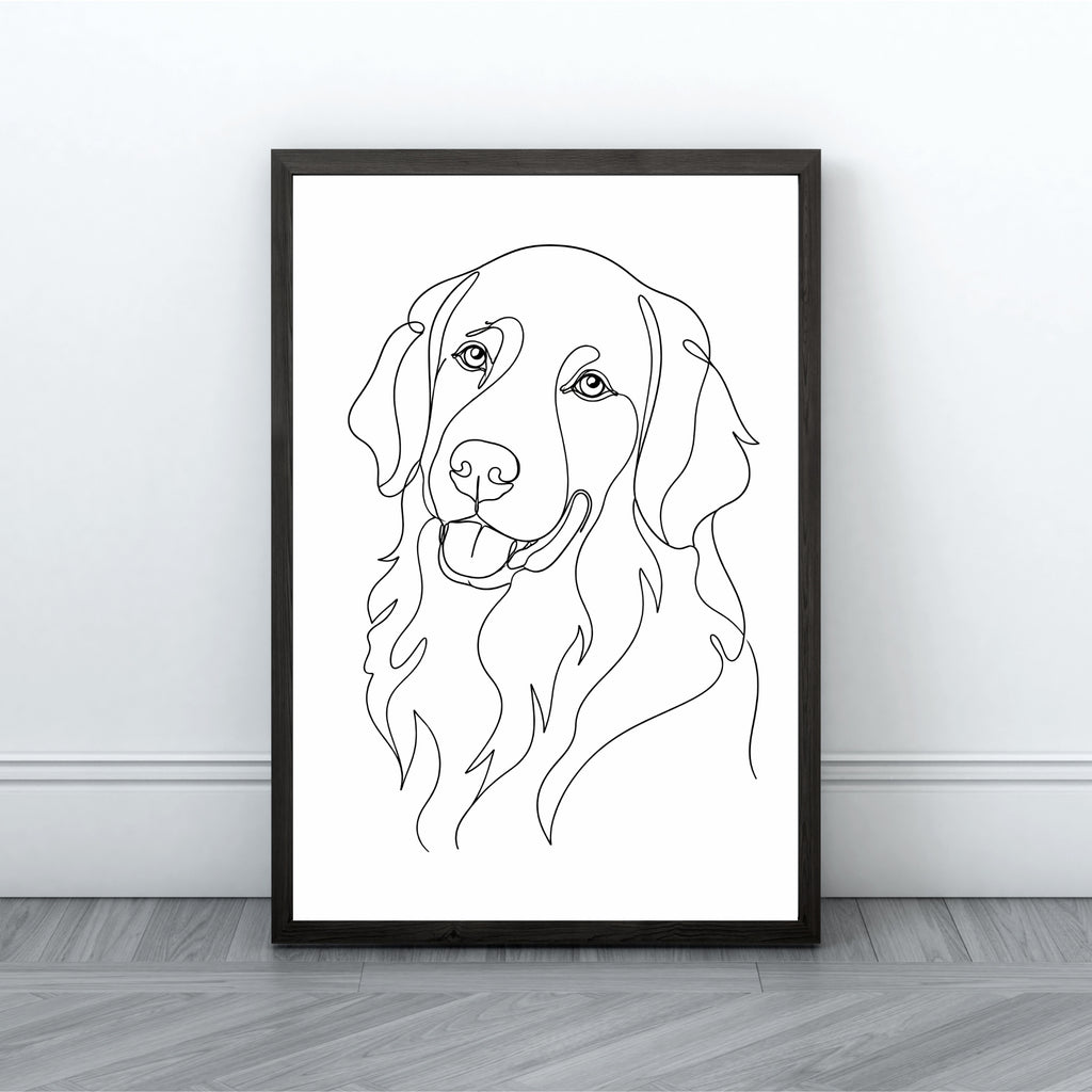Retriever Wall Art | Minimalist Line Art Dog Print