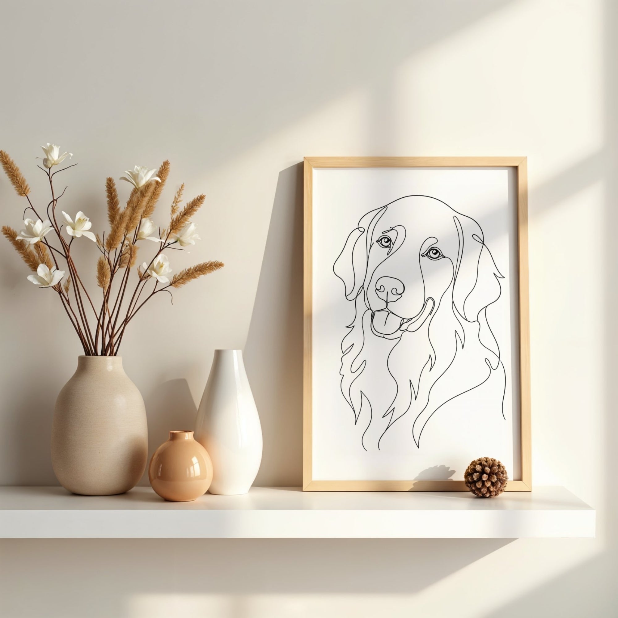 Retriever Wall Art | Minimalist Line Art Dog Print