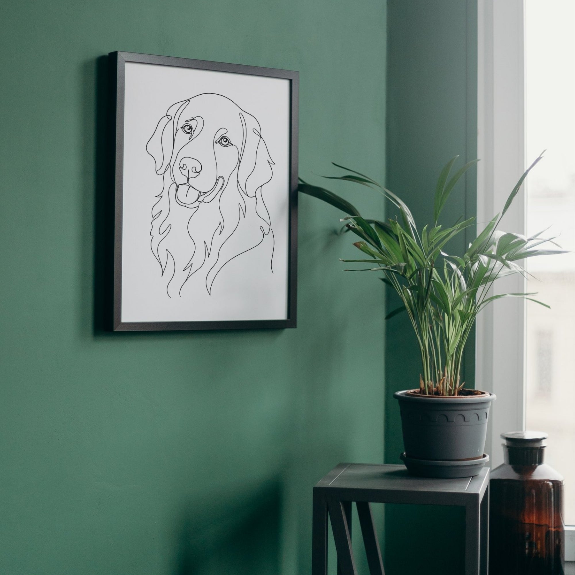 Retriever Wall Art | Minimalist Line Art Dog Print