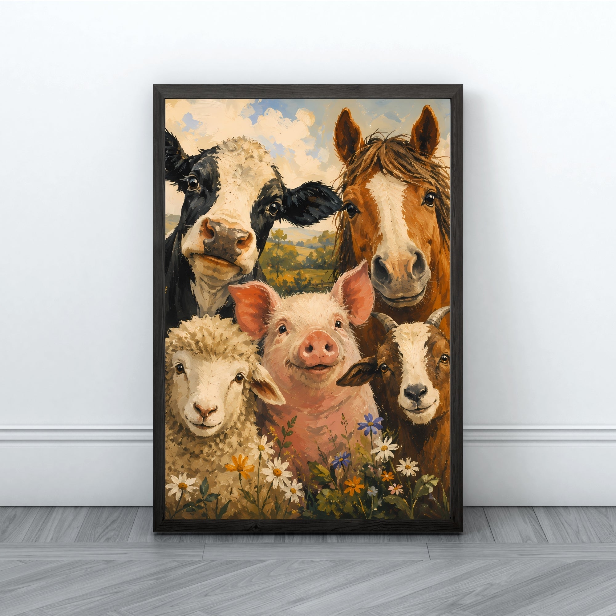 Farm Animal Wall Art | Whimsical Countryside Canvas Print