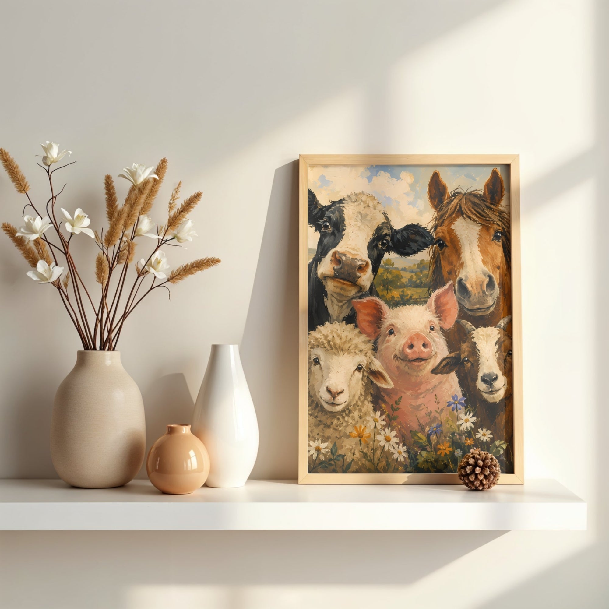 Farm Animal Wall Art | Whimsical Countryside Canvas Print