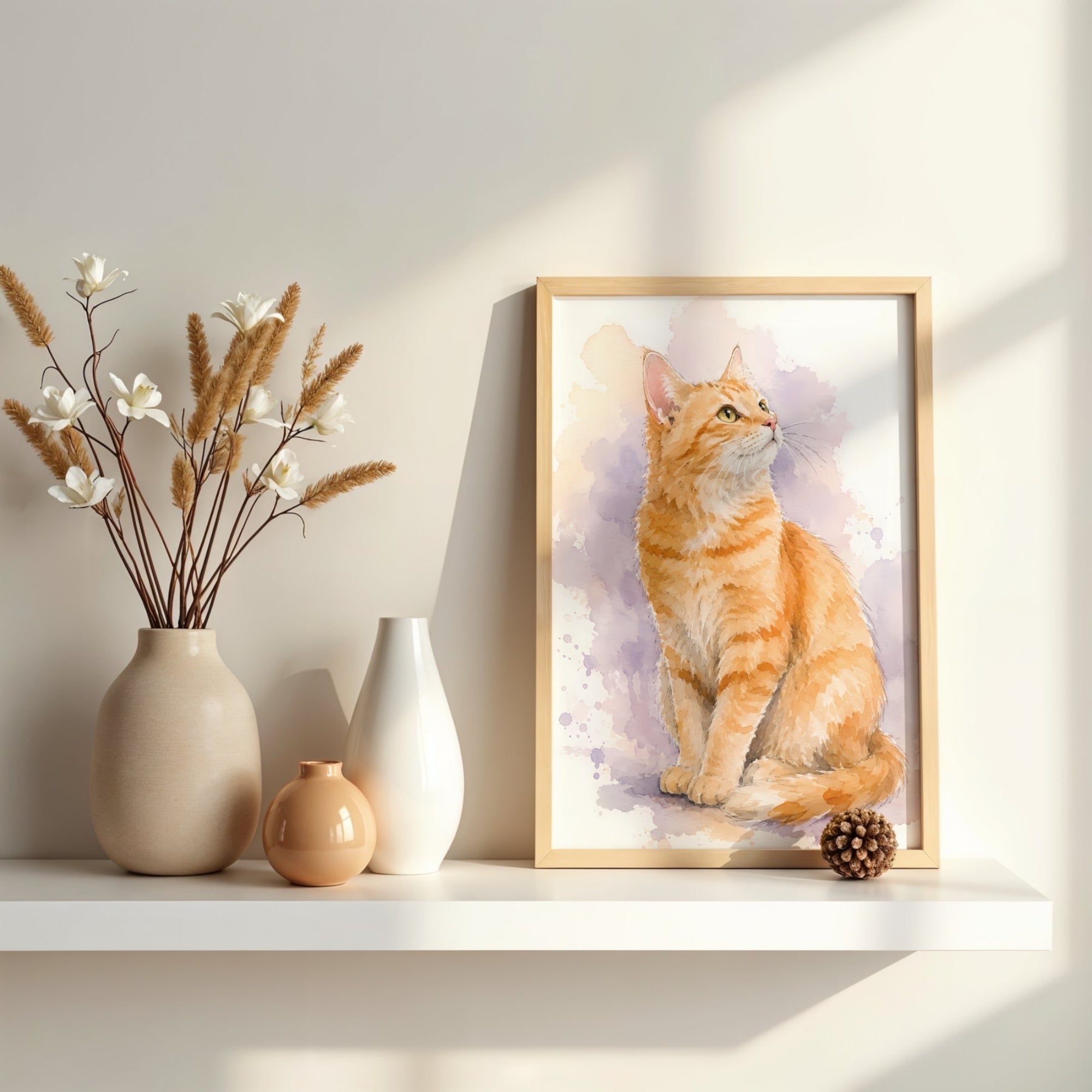 Watercolor Cat Wall Art | Modern Pet Canvas Print