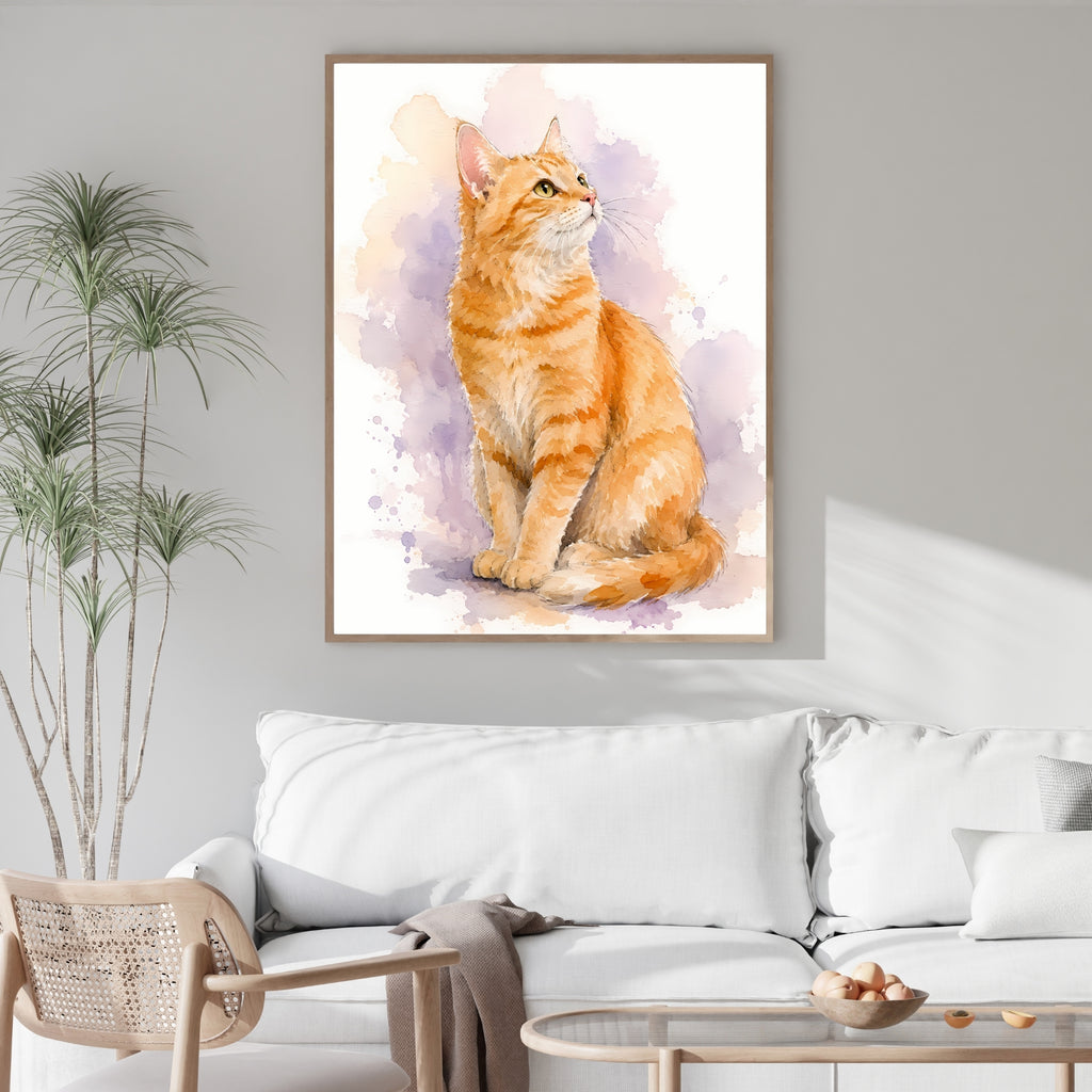 Watercolor Cat Wall Art | Modern Pet Canvas Print