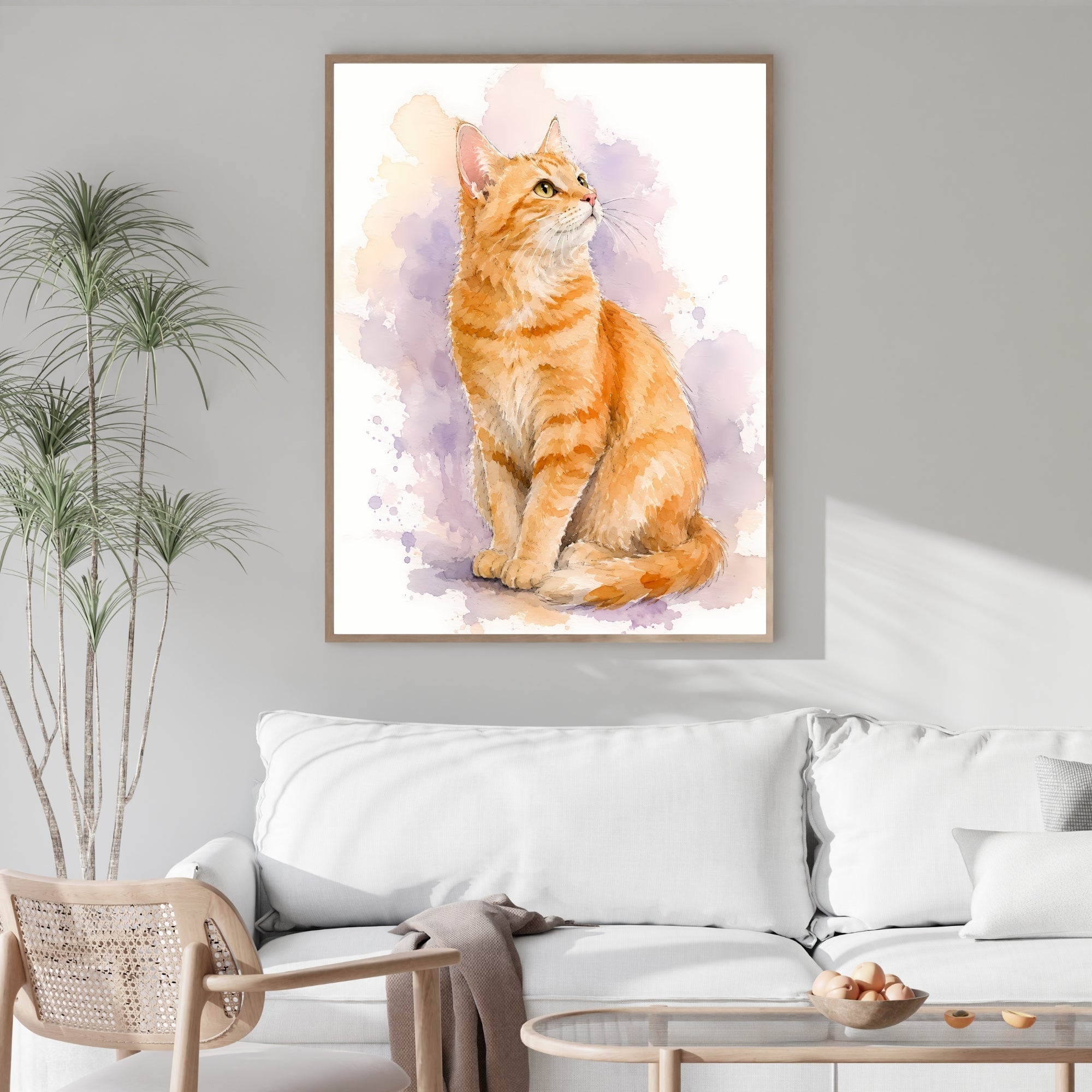 Watercolor Cat Wall Art | Modern Pet Canvas Print