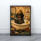 Funny Dog Wall Art | Whimsical Bathroom Canvas Print