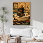 Funny Dog Wall Art | Whimsical Bathroom Canvas Print