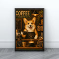 Corgi Wall Art | Whimsical Coffee Shop Canvas Print