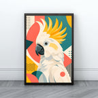 Cockatoo Wall Art | Colorful Geometric Bird Canvas Print