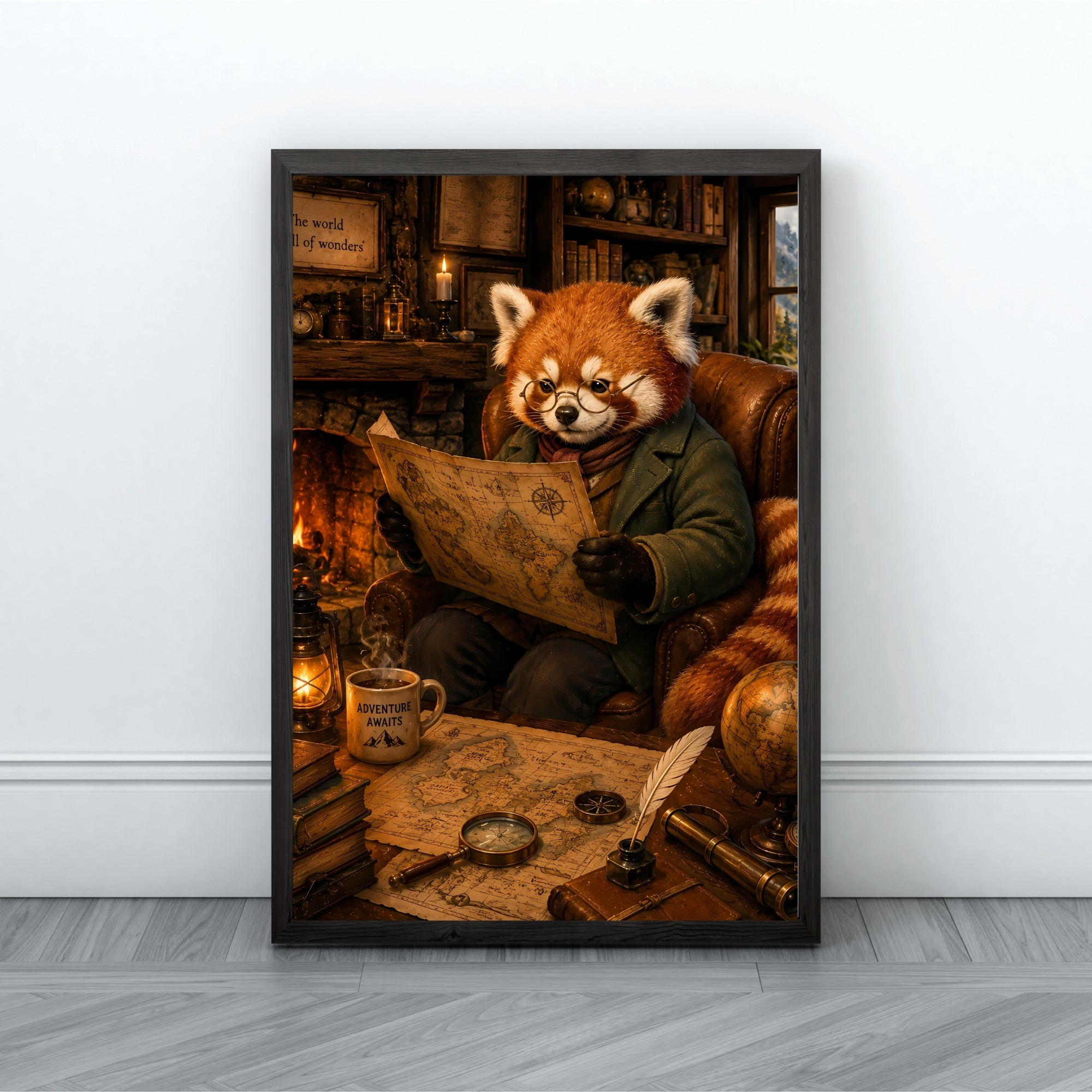 Panda Wall Art | Vintage Scholar Animal Canvas Print