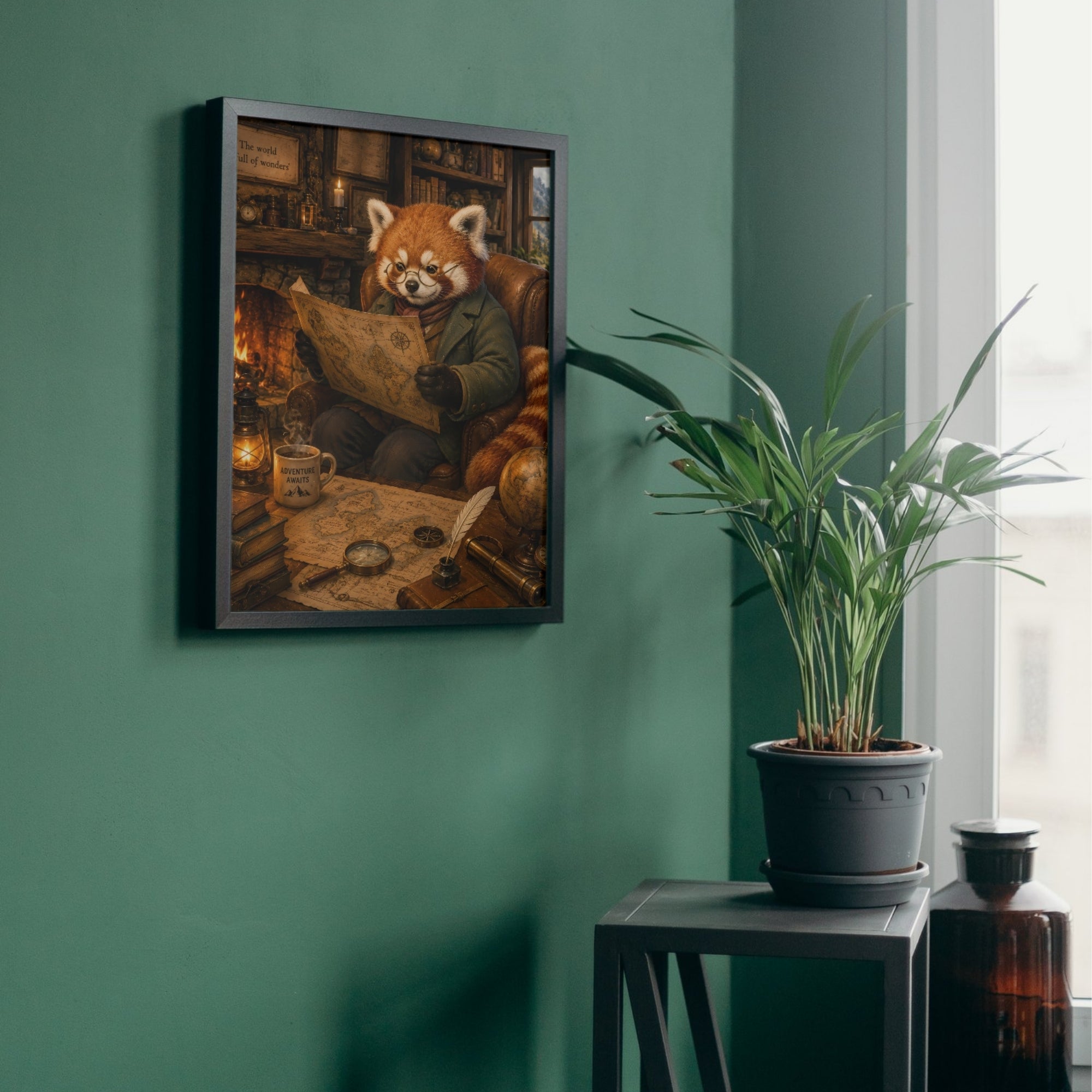 Panda Wall Art | Vintage Scholar Animal Canvas Print