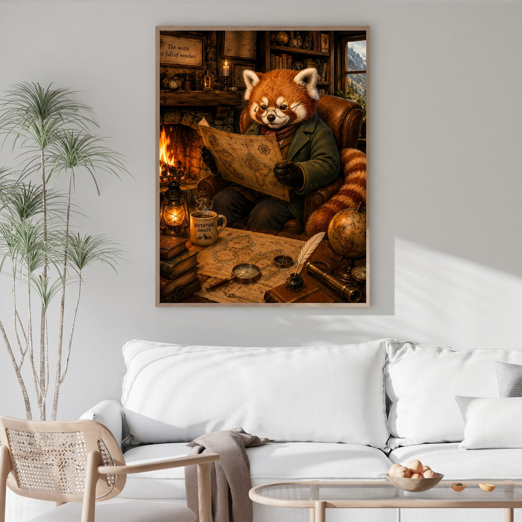Panda Wall Art | Vintage Scholar Animal Canvas Print