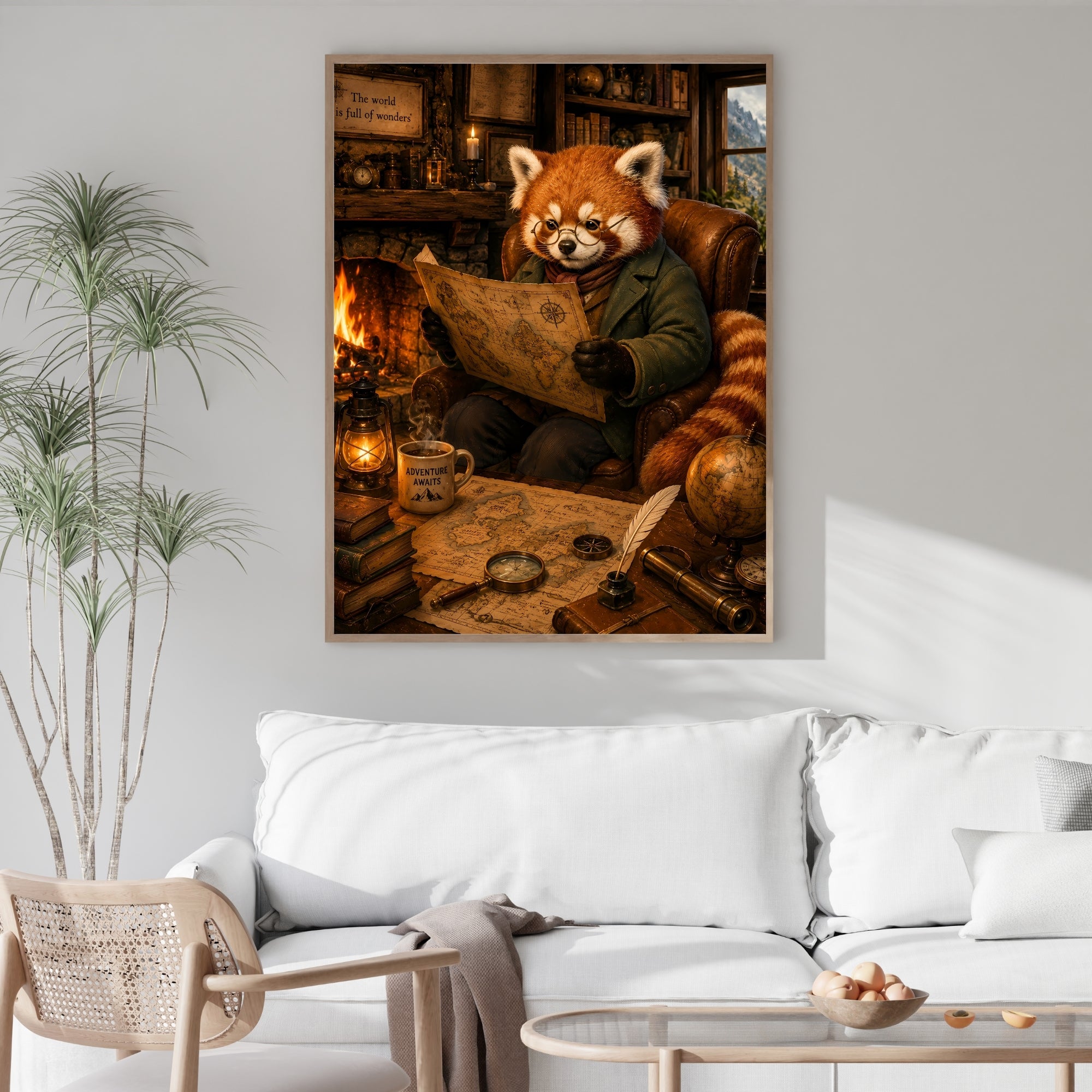 Panda Wall Art | Vintage Scholar Animal Canvas Print