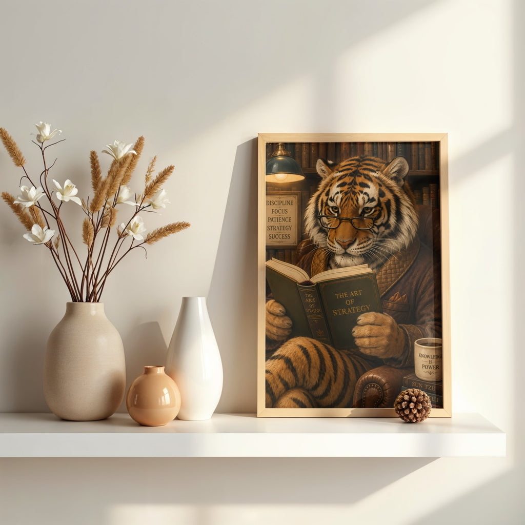 Tiger Wall Art | Vintage Scholar Animal Canvas Print