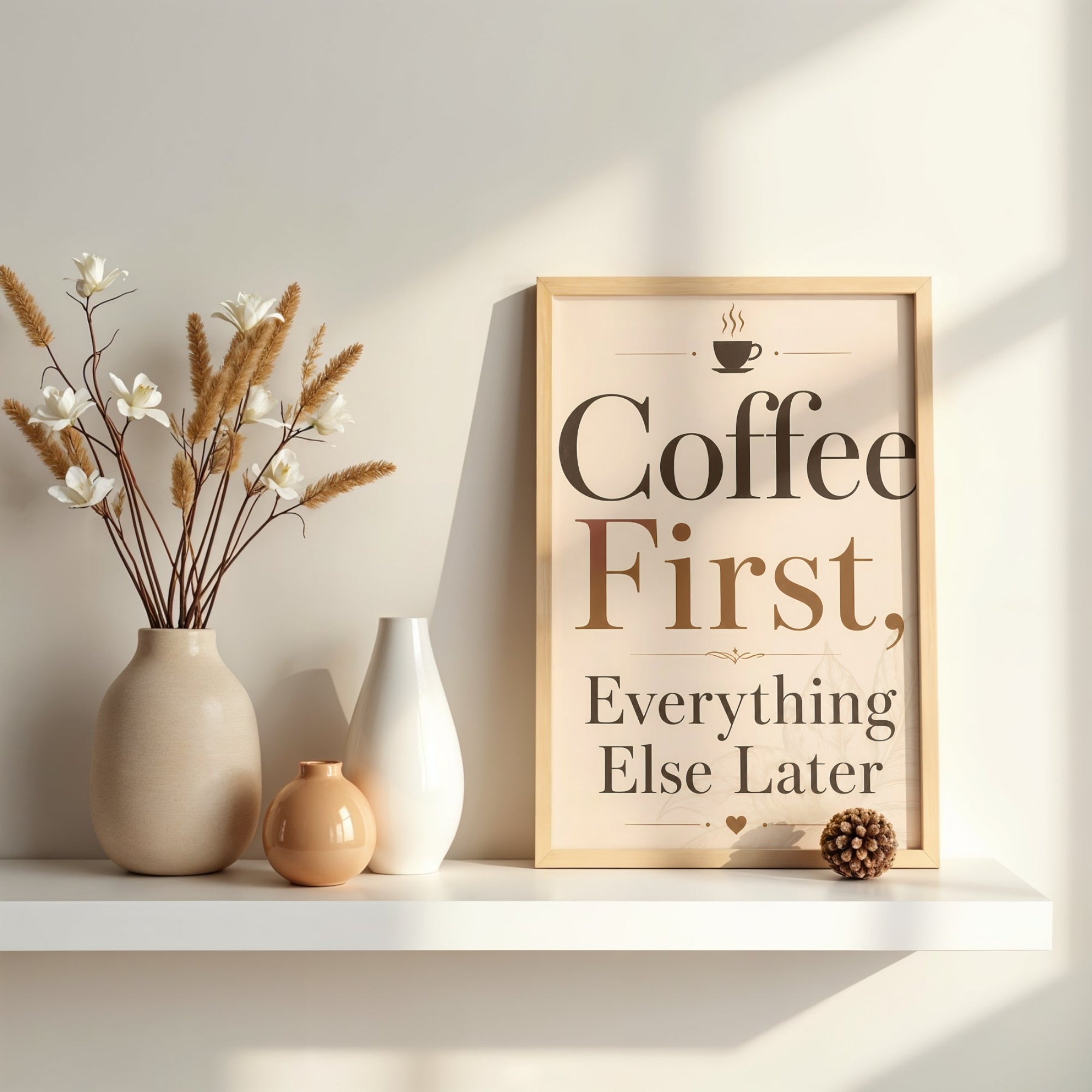 Coffee Quote Wall Art | Modern Kitchen Typography Print
