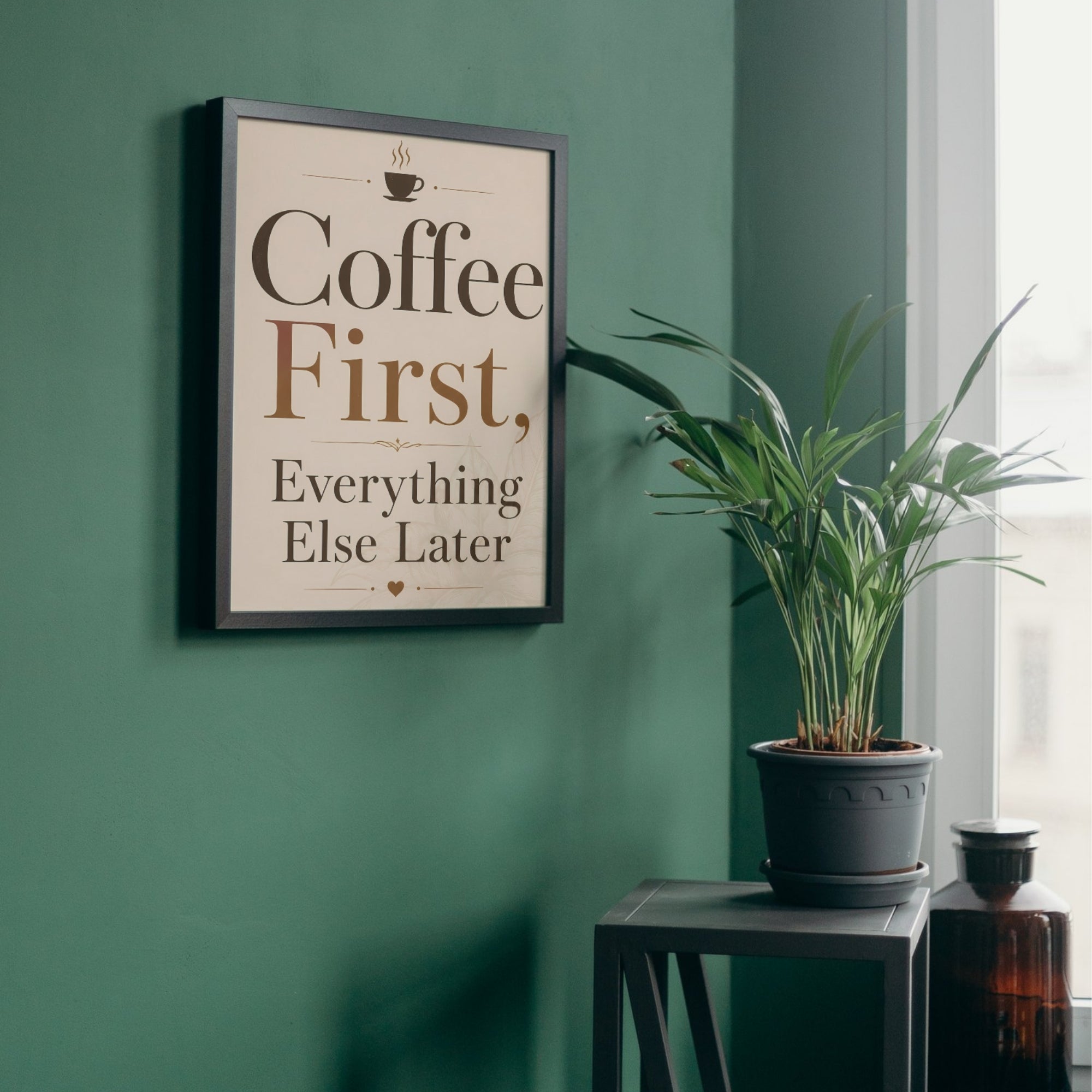 Coffee Quote Wall Art | Modern Kitchen Typography Print