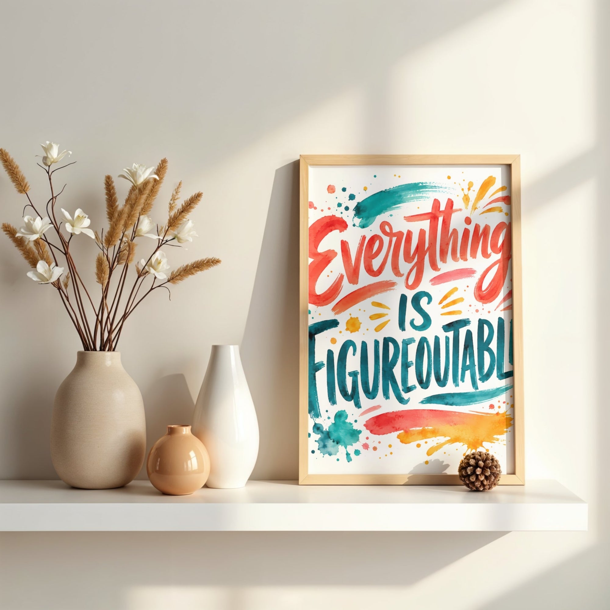 Everything Is Figureoutable Wall Art | Inspirational Quote Print