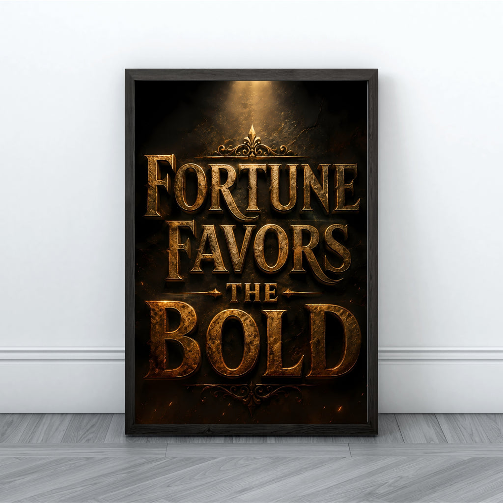 Fortune Favours the Bold Wall Art | Motivational Quote Print