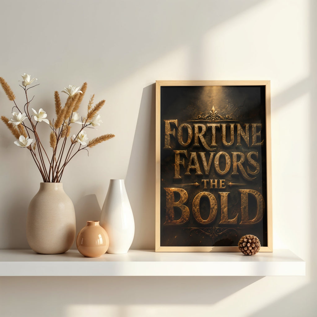 Fortune Favours the Bold Wall Art | Motivational Quote Print