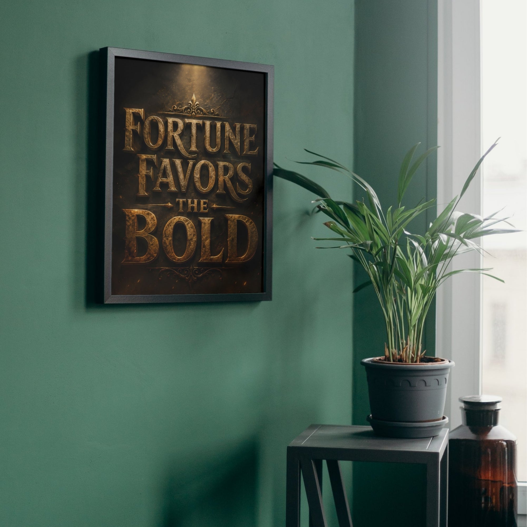 Fortune Favours the Bold Wall Art | Motivational Quote Print
