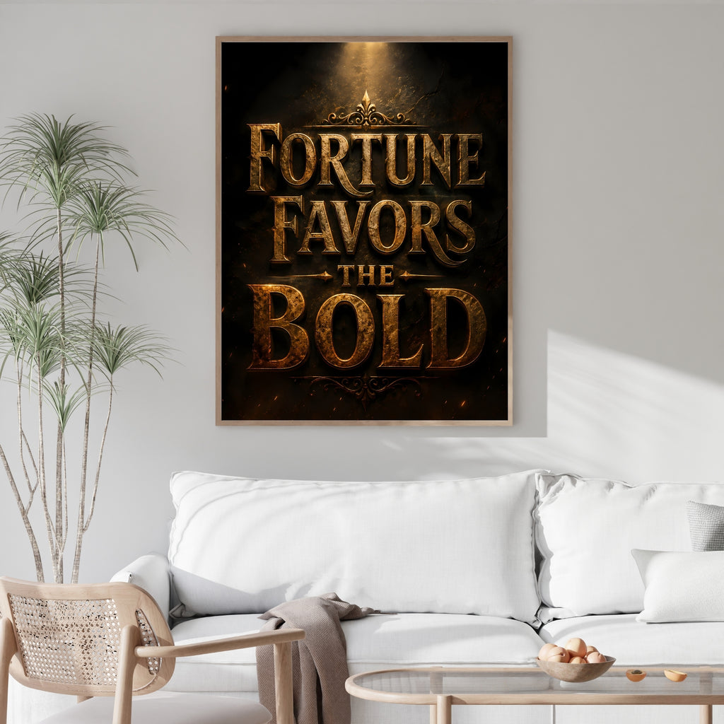 Fortune Favours the Bold Wall Art | Motivational Quote Print